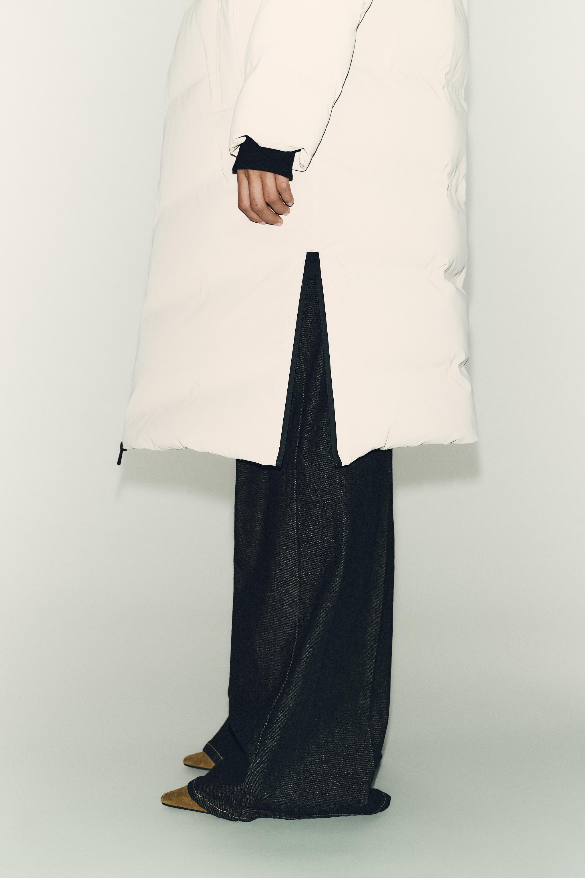 ANORAK LONG EFFET GOMME À CAPUCHE COUPE-VENT